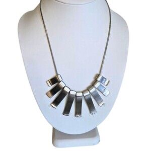 Plunder Silver Tone Necklace Brushed Metal Slide Pendant  Rope Snake Chain